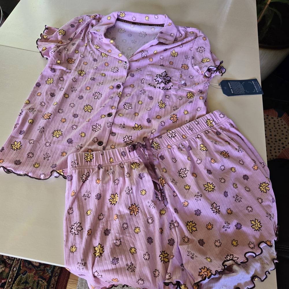 Life Is Good Lavender Floral Short Pajama Set